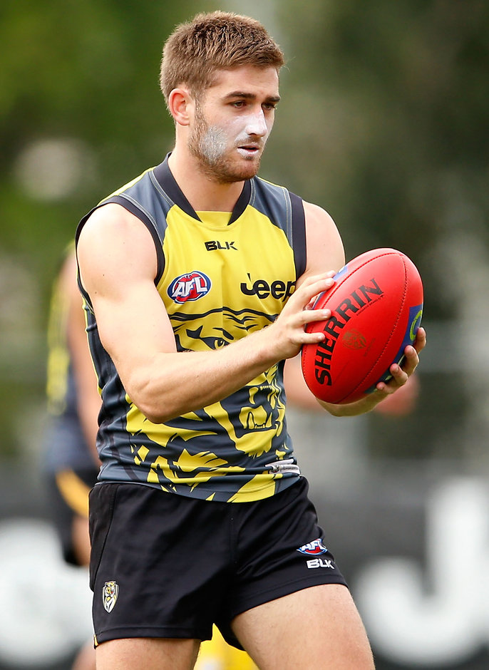 AFL 2016 Training - Richmond 150116 MELBOURNE, AUSTRALIA - JANUARY 15: Anthony Miles of the Tigers in action during the Richmond Tigers training session at Punt Road Oval, Melbourne on January 15, 2016. (Photo: Adam Trafford/AFL Media)